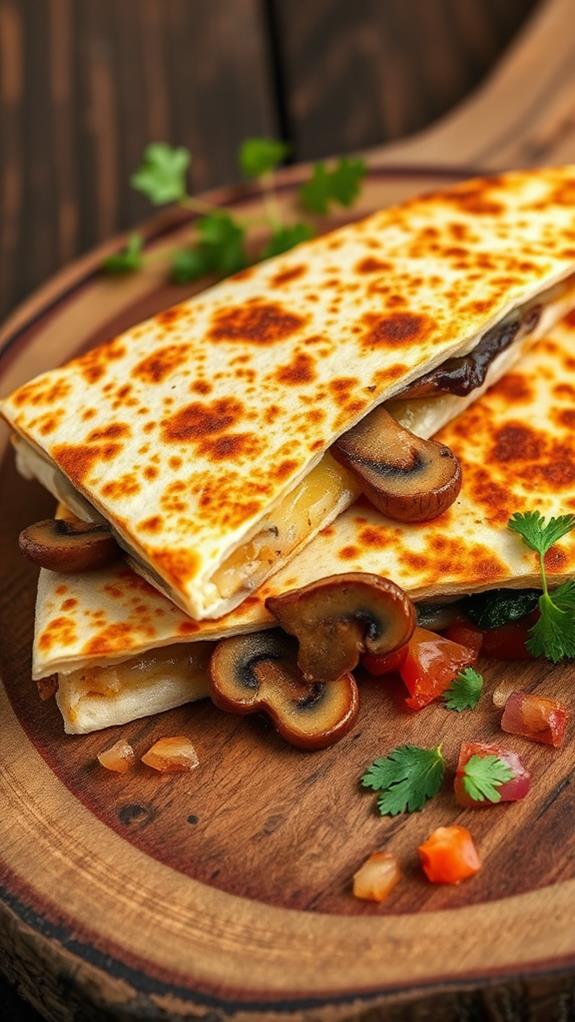 mushroom cheese quesadilla delicious