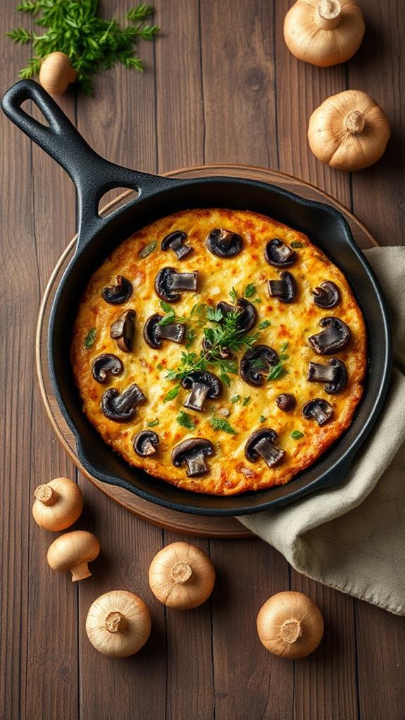savory mushroom filled egg based breakfast